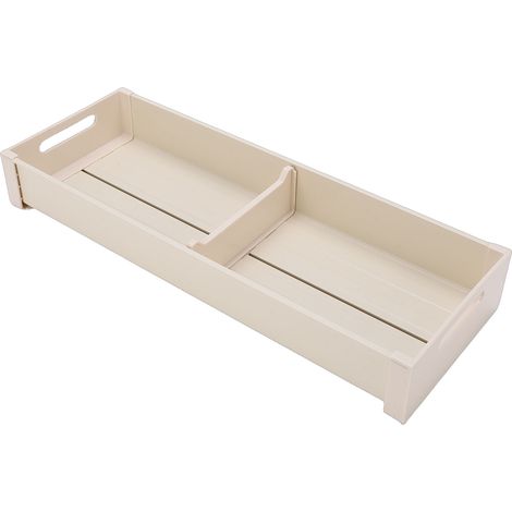 Küchenschubladen-Organizer mit verstellbarer Trennwand, rutschfester Aluminium-Besteckkasten für Gabeln und Schüsseln, 15 x 41 cm, milchweiß (1/5)