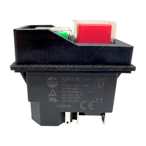 KEDU KJD17-16 Drucktastenschalter Hauptschalter 250V 18A 5Pin Schalter für Gartenhäcksler uvm. (1/4)