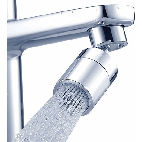 Aérateur de Robinet en Laiton Massif, Mousseur 24 mm Filetage Intérieur, Rotatif à 360 Degrés avec Articulation Double, Économiseur d'Eau Double Fonction Grand Angle, Finition Argentée (1/5)