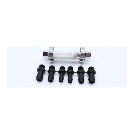 Raccords universels 3/8 "1/4" 5/16 ", filtres à carburant en ligne réutilisables en verre à gaz chromé (1/5)