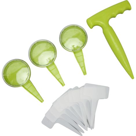 Pot de fleurs vert fluorescent, ensemble d'outils de jardinage réglables à 5 vitesses, perforatrice en plastique pour le jardinage. (1/5)