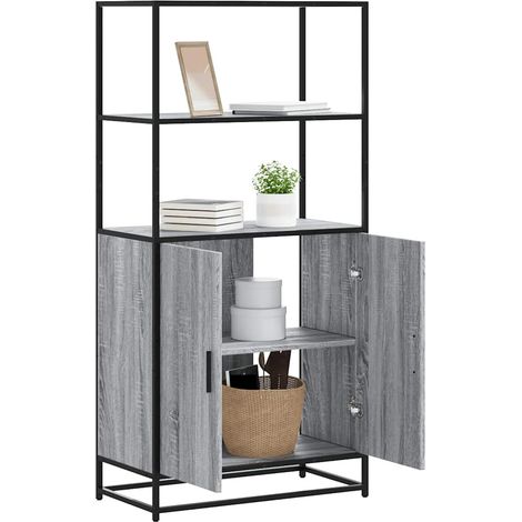 Highboard Grau Sonoma 68x35x139 cm Holzwerkstoff und Metall