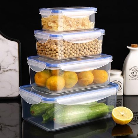 Boîtes de rangement pour aliments avec couvercles hermétiques - Étagère de douche - Étagère de douche suspendue - Étagère de douche sans perçage - Boîtes alimentaires - Plastique alimentaire - Transpa (1/5)