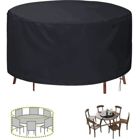 Gartenabdeckung Schutzhülle für Gartentische und stühle Oxford Gewebe Wasserdicht, UV beständig, staubdicht, schwarz (185 x 110 cm) (1/5)