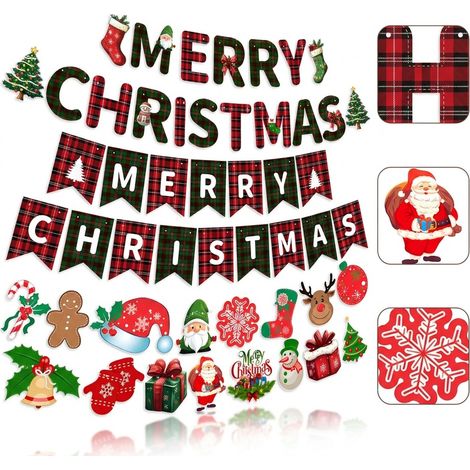 1 Pièce Guirlande de Lettres Noël en Papier, 11×13 cm, Décoration MERRY CHRISTMAS pour Fête et Boutique (1/5)