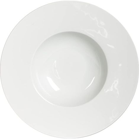 Assiette creuse 23 cm - Lot de 6 - Porcelaine blanche style zen - Résiste lave-vaisselle micro-onde - Pour repas quotidien et réception (1/2)