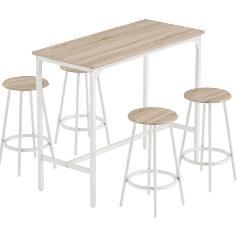 Set tavolo bar 5 pezzi per 4 persone, stile industriale, effetto rovere (1/3)