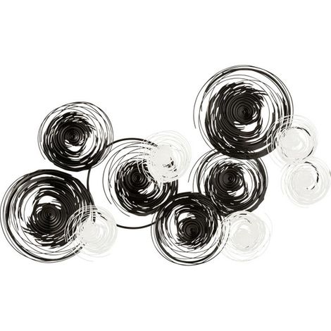 Décoration Murale "Cercles Métal" 140cm Noir & Blanc