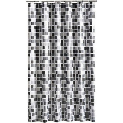 Rideau de douche imperméable 200x200cm – Polyester antibactérien – Œillets antirouille – Ourlet lesté pour tenue sécurisée (1/5)