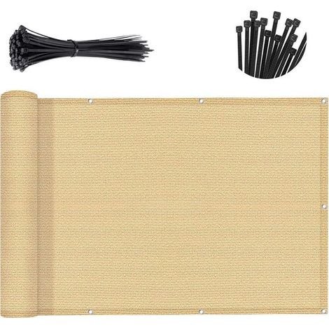 Beigefarbener Sichtschutz 0,9 × 3 m – Polyethylengewebe – 95 % Licht- und UV-Schutz – Für Balkon, Terrasse, Garten (1/5)
