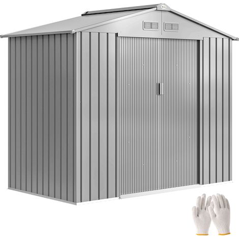 Outsunny Garden Shed Storage Unit w/Locking Door Floor Foundation Vent Light Grey