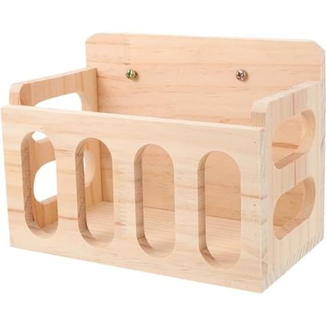 Mangeoire en bois pour petits animaux, lapins, cochons d'Inde, chinchillas – Mangeoire à herbe creuse avec support de cage fixe, outil d'alimentation anti-gaspillage pour petits animaux de (1/5)
