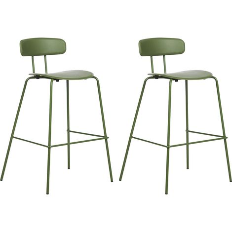 Set di 2 sedie da bar Sgabelli da bar altezza banco Seduta in plastica Gambe in metallo Verde Sibley