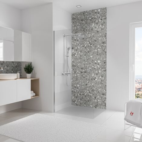 Schulte panneau mural 100x255 cm, revêtement pour douche et salle de bains, placement facile, DécoDesign SOFTTOUCH, ceppo di gré gris