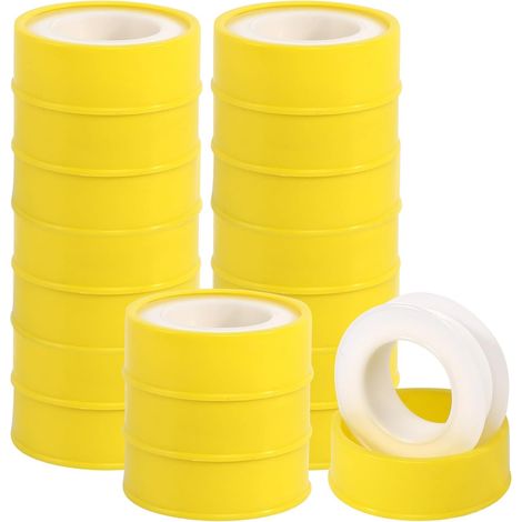 BOED Packung mit 18 Rollen PTFE-Teflon-Gewindedichtungsband - Für Wasserleitungen - Wasserdichte Gewindeverbindung für Sanitär- und Heizungssysteme (12 mm x 0,1 mm x 10 m)