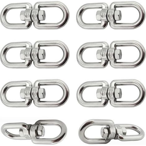 6 Pièces Crochet Pivotant M6 Double Extrémité Anneaux Pivotants en Acier Inoxydable 304 Suspendue Crochet Pivotant pour Balançoires Fauteuils Suspendus Sacs de Sable Cordes Chaînes (1/5)