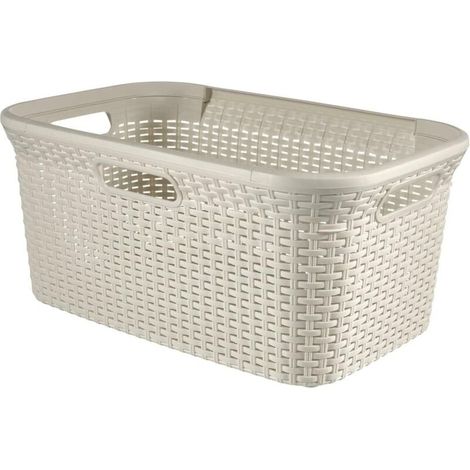 Enowelir Panier À Linge 45L Avec Séparateur, Corbeille De Buanderie En Rotin Texturé, Aération Optimale Et Poignées Ergonomiques 59x38x27 cm (1/4)