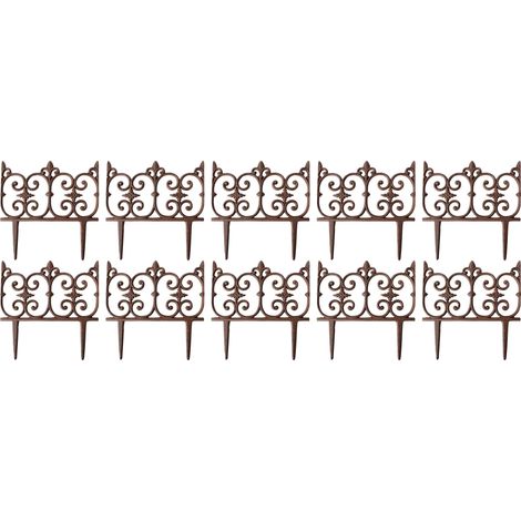Esschert Design – Bordure de jardin en fonte – Lot de 10 – Dimensions 26,3 x 27,5 cm – Résistante aux intempéries – Installation facile (1/4)