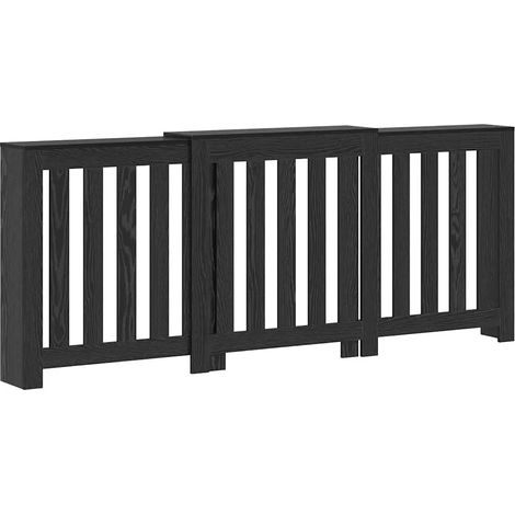 Cache-radiateur design moderne rangement pratique 205 x 21,5 x 83,5 cm en bois d'ingénierie chêne noir (1/5)