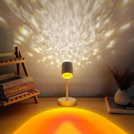 Lampe d'ambiance à effet coucher de soleil - Lampe de table double tête - Décoration pour salon et chambre - Alimentation USB (1/3)