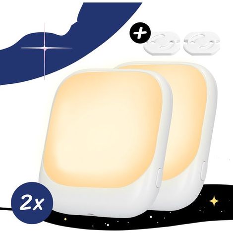 Veilleuses à intensité variable pour enfants et adultes - Chambre d'enfant - Blanc chaud - Lot de 2 - Lampe de chevet - Chambre d'enfant (1/5)