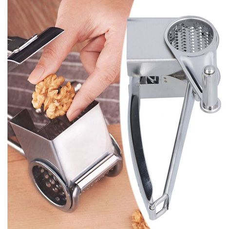 Grattugia per formaggio professionale manuale in acciaio inox per la cucina domestica con manovella, ideale per cioccolato, noci e verdure. (1/5)