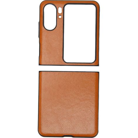 Étui pliant pour Oppo Find N2 Flip, housse de protection élégante et confortable en cuir marron (1/5)