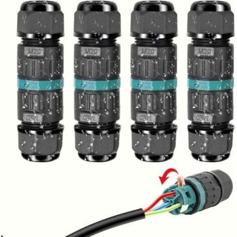 4 Stück IP68 Wasserdichte Elektrische Steckverbinder - 3-adrige Kabelverbinder Wasserdichte Anschlussdose für den Außenbereich, Wasserdichte Klemmenblock-Verbindungsbox für Kabel Ø 9 bis 12mm