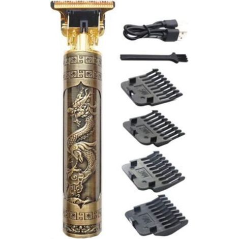 Tondeuse électrique pour homme, rechargeable, coupe-cheveux électrique en T avec peigne guide (sans jeu), kit de coupe (Dragon)