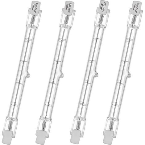 Tube halogène HaloLine, base R7S, lampe tube halogène T3, 230V, 300 watts, 118 mm, blanc chaud - 2800K (4 pièces) (1/4)