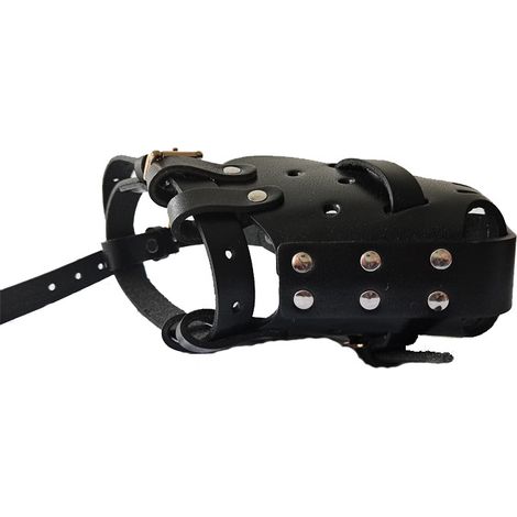 Muselière chien cuir véritable, taille M et L, berger allemand doberman, masque anti-morsure dressage, protection morsure macaron, accessoire animal (1/4)