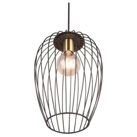 GRID SOSPENSIONE IN METALLO NERO CON DETTAGLI ORO L. 28 CM 40W EXCL. 1xE27