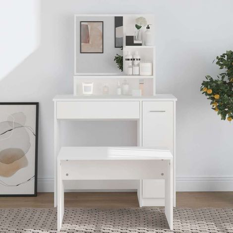vidaXL Coiffeuse avec miroir blanc 86,5x35x136 cm (1/5)