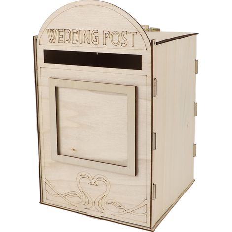 Boîte aux lettres de mariage en bois avec serrure et clé pour décoration de réception et anniversaire JM01618 (1/5)