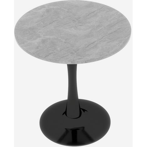 Table basse ronde noire et grise en marbre artificiel, style moderne, 70 cm (1/5)