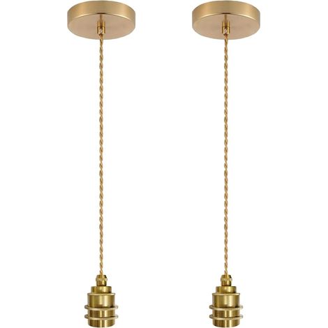 Set of 2 E27 Pendant Light Fixtures with Cable 150 cm Adjustable Ceiling Socket and Screw Ring Kit Chandelier Gold Indoor Lighting for Bar Cafe Kitchen (1/5)