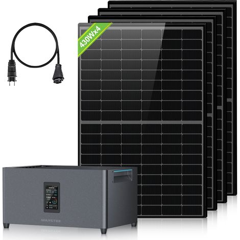 Eco-Worthy – Kit solaire balcon 2,56 kWh – 4 panneaux solaires 430W – MPPT 4 voies – Plug and play – Installation facile – Durée de vie 15 ans