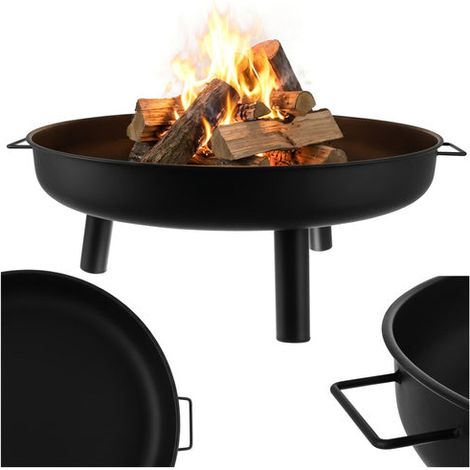 Gartenfeuerstelle aus Eisen, 80 cm, mit Griffen und Dreibein