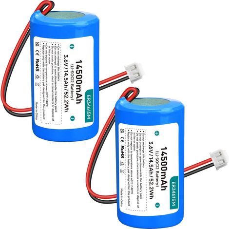 ER34615M 3.6V 14.5AH Li-SOCI2 Batterie au Lithium pour DSC ER34615M-T1 WT4911/ WT4911B/WT8911 Siren d'extérieur sans Fil WT4911BATT (Non Rechargeable) (1/5)
