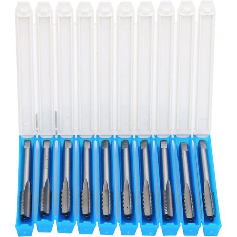 Jeu de 10 tarauds en acier rapide HSS M8 x 1,25 mm, à filetage droit, accessoires pour visserie. (1/5)