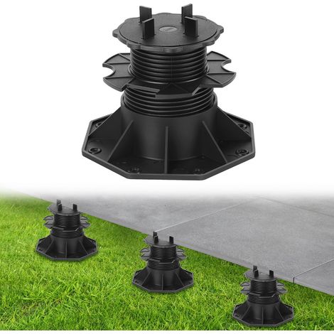 TolleTour 10 Stück Stelzlager 65-140mm Terrassenlager mit Fugenkreuz Stellfuß Höhenverstellbar Plattenlager für Steinplatten, Keramik-, Beton-