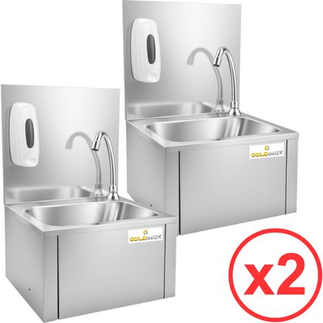 Lot de 2 Lave-mains à commande fémorale + Distributeur de savon PREMIUM - GOLDINOX (1/4)