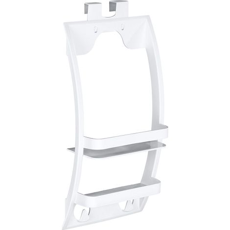 Wenko – Etagère de douche suspendue 2 niveaux – 2 crochets amovibles – Fixation murale ou collée – Dimensions L. 26 x l. 11,5 x H. 54,5 cm