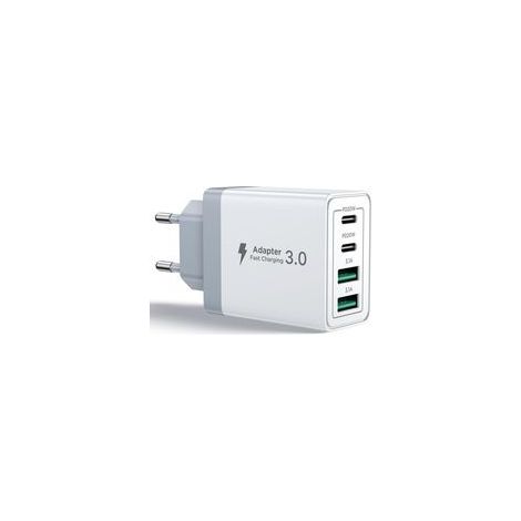 Cargador USB C, 40W Premio de 4 puertos USBC Cargador rápido para iPhone, Multi Sector PD+QC 3.1A Tipo C Adaptador para iPhone 16 15 14 13 12 11 Pro Max X XS XR 8 7 6S Plus Mini SE, iPad, Samsung Gala