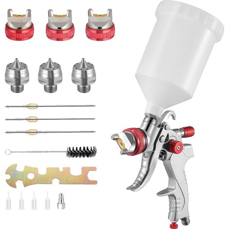 Pistolet à Peinture, Technologie HVLP, Tailles de Buse Multiples, Rouge (1/2)