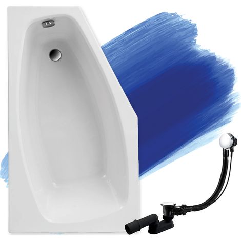 Baignoire Bain d'angle 140x80 Gauche, Siphon de bain et pieds (support) - Set 3en1 - Fabriqué en UE - BADLAND MARIKA