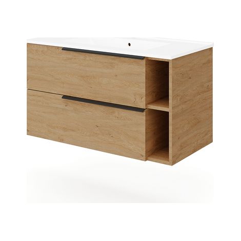 BASE SOSPESA MOBILE BAGNO CON LAVABO MOD. LOFT- cm 91x46 Rovere naturale- DH- pezzi 1 (1/2)