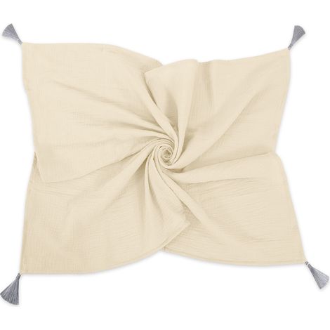 Musselin-Babydecke mit Quasten - creme (1/3)