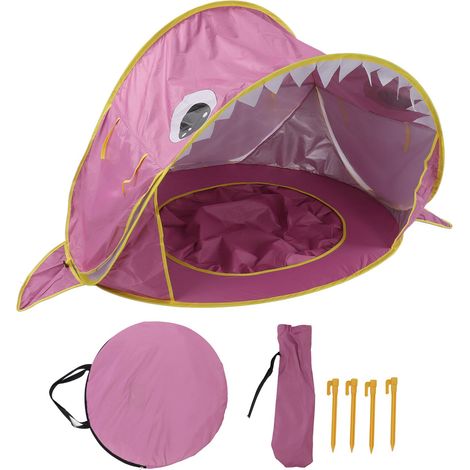 Tente de plage pour bébé, Protection UV, Stable, coupe-vent, Portable, pare-soleil Pop-Up, abri solaire, parapluie rose (1/5)