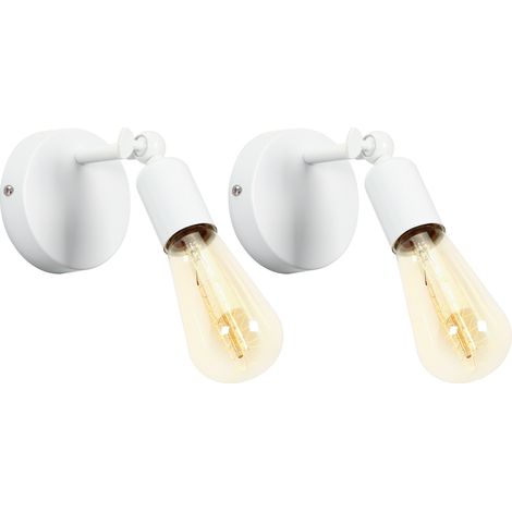 Wall Lamp, Modern 180 Degree Adjustable Wall Lamp, Simple Metal Wall Sconces for Bedroom Living Room Dining Room White 2PCS